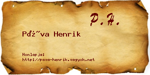 Páva Henrik névjegykártya